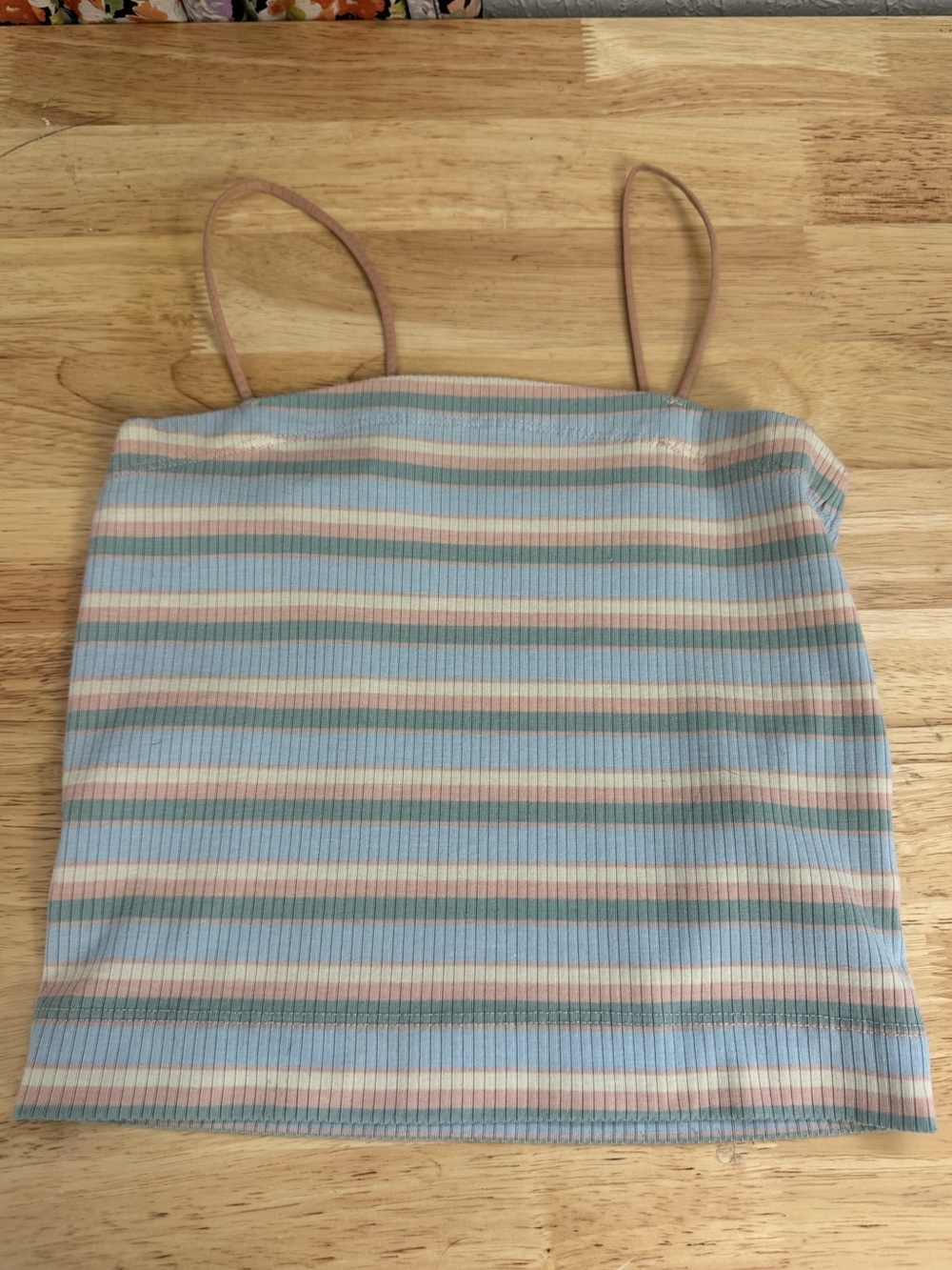American Eagle Striped‎ Ribbed Skinny Strap Crop Tank Top